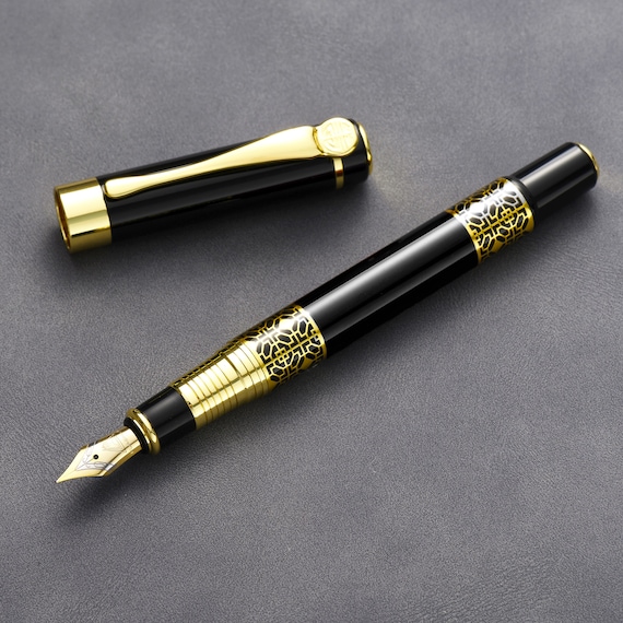 Luxury Metal Fountain Pen Set - Fine Nib With Ink Cartridges & Converter For Smooth Writing