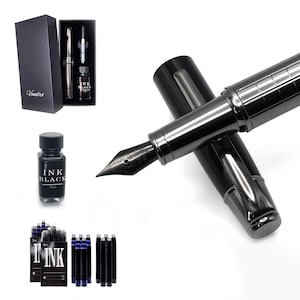 Vandro Luxury Black Fountain Pen Ink Set With Fine Nib Includes