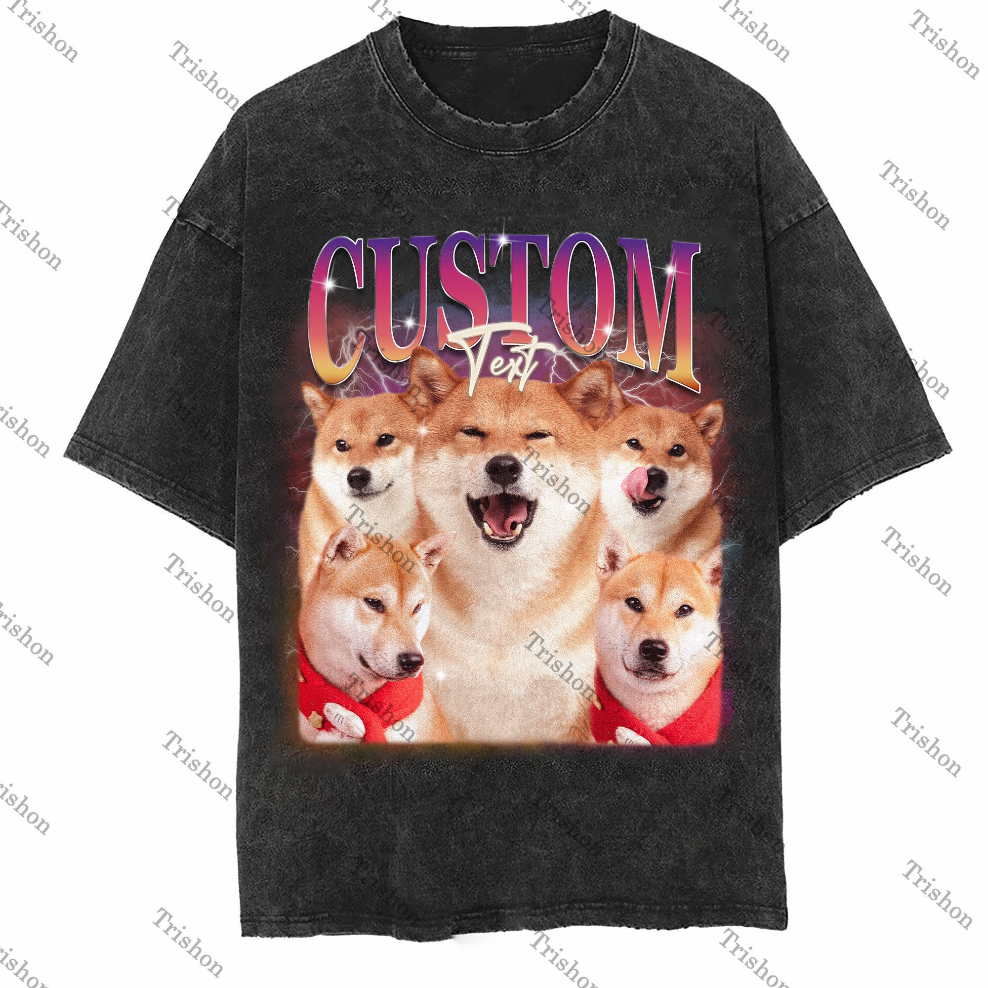 Custom Pet Vintage Washed T-Shirt, Dog Graphic Unisex