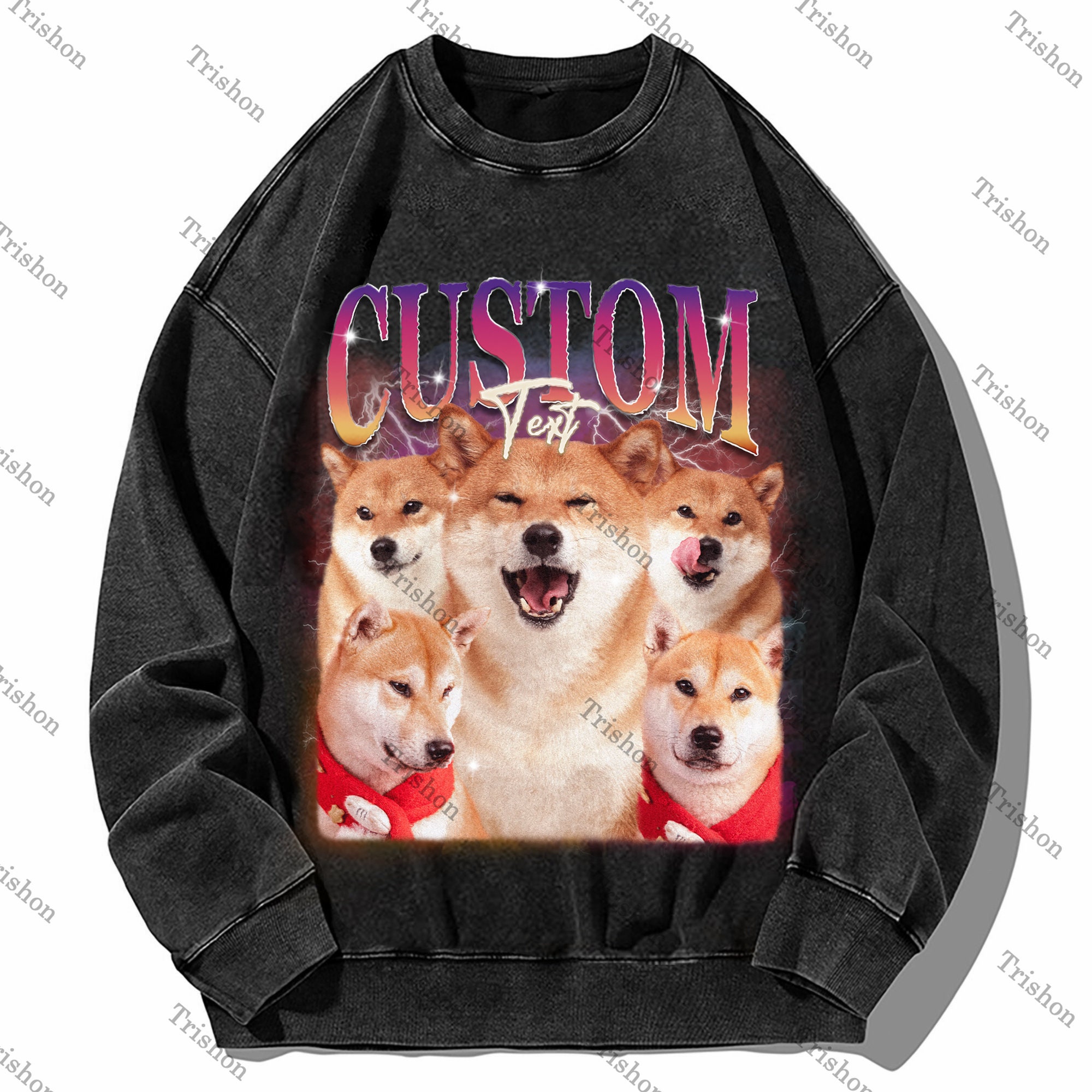 Custom Pet Vintage Washed T-Shirt, Dog Graphic Unisex