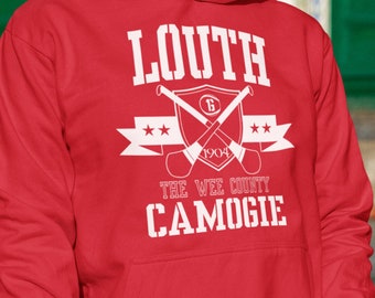 Louth Camogie Shield with Crossed Hurls Hoodie - IRL - Gaelic Games - Adult Sizes