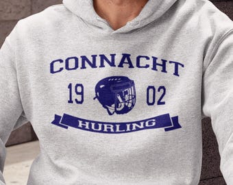 Connacht Hurling Hoodie - IRL - Gaelic Games - Featuring Helmet Design - Adult Sizes