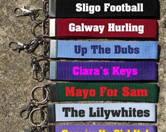 Gaelic Games Wristlet. Personalised. Hurling, Camogie, Football, Ladies Football, Handball. Your County or Your Club. IRL. Keyring, keychain