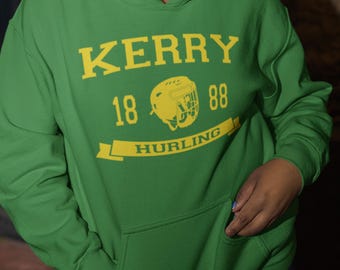 Kerry Hurling Hoodie - IRL - Gaelic Games - Featuring Helmet Design - Adult Sizes