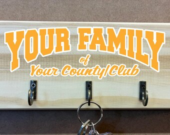 Personalised Irish Family Name, County/Club Colours Key Holder/Hooks - Ireland, Gaelic Games, Hurling, Camogie, Football, Ladies Football