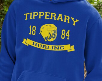 Tipperary Hurling Hoodie - IRL - Gaelic Games - Featuring Helmet Design - Adult Sizes