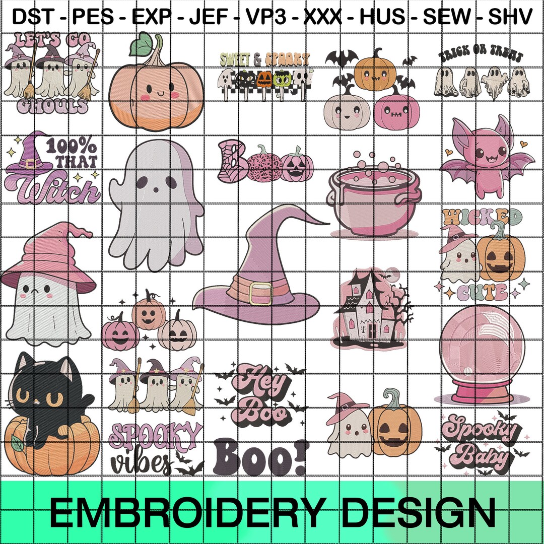 Cute Halloween Embroidery Designs Pink Halloween Embroidery Files