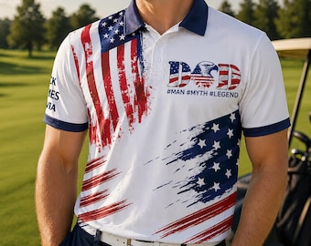 Camiseta polo personalizada "Papá, el hombre, el mito, la leyenda", regalo del Día del Padre para papá, camiseta polo personalizada para papá
