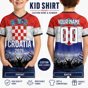 Custom Croatia Soccer Jersey 2026 World Cup, Personalized Name Number Shirt for Men Women Kids, Croatia Fan Apparel Gift image 3