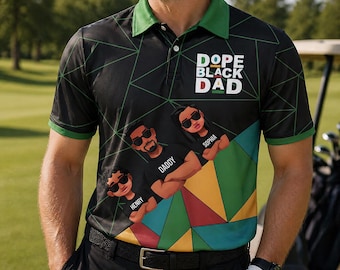 Dope Black Dad Personalized Polo Shirt, Father's Day Gift for Dad, Custom Dad Polo Shirt, Cool Dad Gift for Him