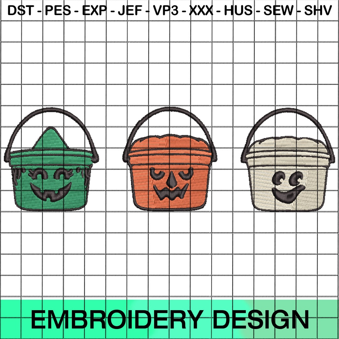 Halloween Buckets Embroidery Designs Halloween Embroidery Files Machine