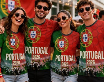 Maglia da calcio personalizzata del Portogallo per i Mondiali 2026, con nome e numero personalizzati, ideale come regalo per tifosi unisex.