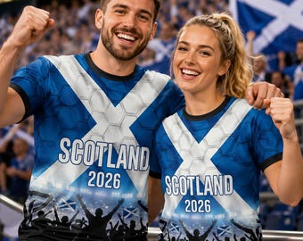 Maglia da calcio personalizzata della Scozia per i Mondiali 2026, con nome e numero personalizzati, ideale come regalo per tifosi unisex.