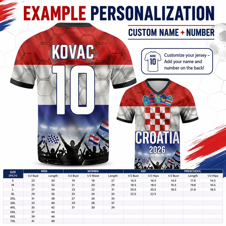 Custom Croatia Soccer Jersey 2026 World Cup, Personalized Name Number Shirt for Men Women Kids, Croatia Fan Apparel Gift image 15