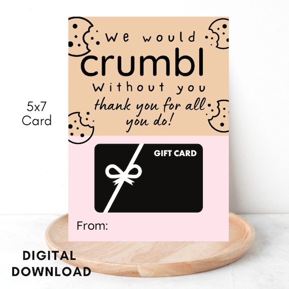 Teacher Appreciation, Crumbl Gift Card Holder, Teacher Week.