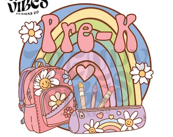 Pre-K PNG digital download- Back to school, first day of school, PNG file for teachers and students children&#39;s t-shirts, sweaters and more