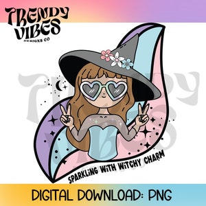 Sparkling with witchy charm PNG| Light Hair | Halloween| Children| Digital Download| Personal and Commercial use