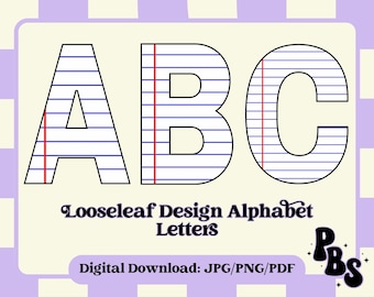 Alphabet Letters: Loose Leaf Bulletin board letters| teachers |digital download |png| pdf| jpg| ready to download & print| classroom decor