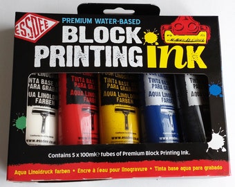 Lino Printing Inks - Essdee set 5 x 100ml block printing ink