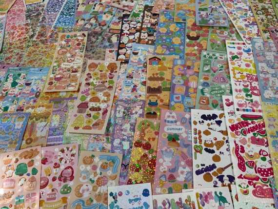 Random Sticker Sheets Grab Bag: Random Kawaii Sticker Sheet Grab Bag | Kawaii Scrapbook Junk Journaling, Choose Number of Sheets you’d like