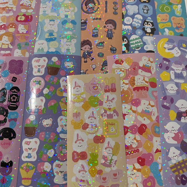 Random Kawaii Sticker Grab Bag | Kawaii Scrapbook Junk Journaling: 10 Sticker Sheets