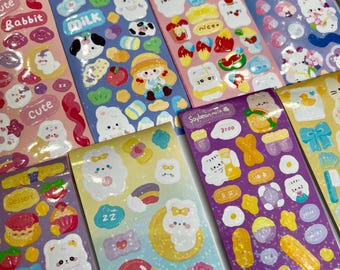 Random Character Sticker Sheets Grab Bag: Random Kawaii Character Stickers | Cute Scrapbook Junk Journaling, Choose Number of Sheets