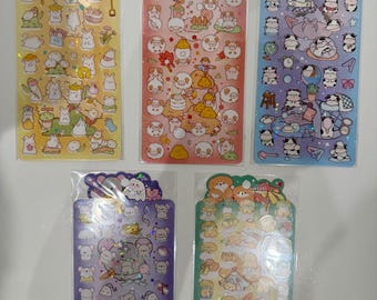 Cute Character Sticker Sheets: Kawaii Sticker Sheets of Mouse, Sheep, Cows, Bunnies, and Dogs | Kawaii Scrapbook Junk Journaling