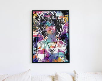 Afro Graffiti Art Print: Black Joy Pop Art Portrait (PDF Download)