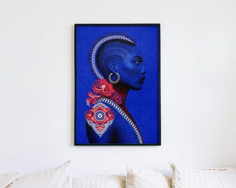 Vibrant Black Woman Art Print | Afrofuturism Wall Art | Digital Download