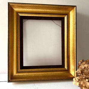 Vintage 7 x 8.25 Gold Wood Velvet Open Back Picture Frame