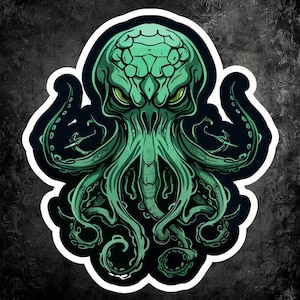 Mystieke Cthulhu embleem - Eldritch Horror Halloween sticker, Lovecraftian Mythos ontwerp