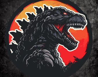 King of Monsters - Godzilla Sticker, Dark Border