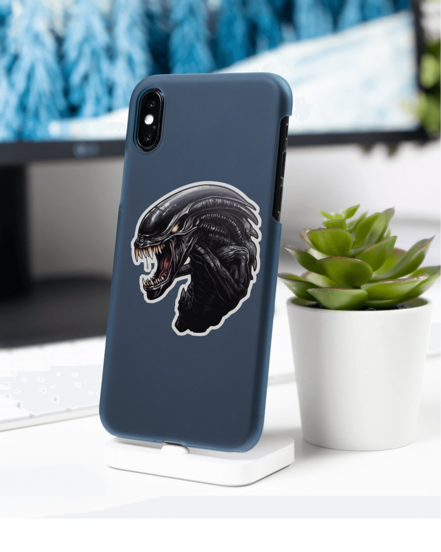 Spooky Halloween Xenomorph Sticker - Sci-fi Horror Decor - Etsy