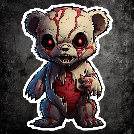 Halloween Zombie Teddy Bear Sticker Spooky Vinyl Decal for Creepy Cuddles Etsy UK