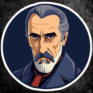 Christopher Lee Horror Icon Sticker - Klassischer Vinyl Aufkleber für Laptops, Wasserflaschen, Notebooks und Mehr
