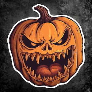 Fearsome Jack O' Lantern Sticker - Spine-Chilling Pumpkin Decal