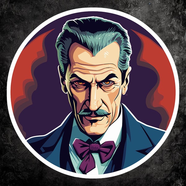 Vincent Price Horror Icon Sticker - Classic Vinyl Decal for Laptops, Water Bottles, Notebooks, and More