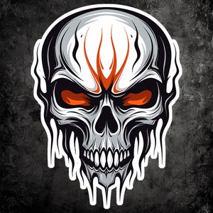Red-Eyed Skull Sticker: Creepy Gothic Vinyl Decal