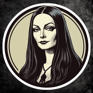 Classic Morticia Addams Sticker - Iconic Gothic Matriarch Decal