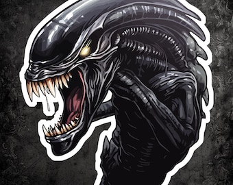 Spooky Halloween Xenomorph Sticker - Sci-Fi Horror Decor