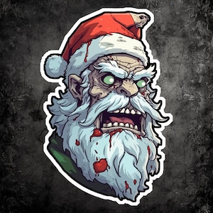 Zombie Santa Sticker: Bizarre Christmas Laptop Decal