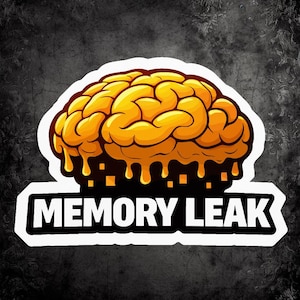 Memory Leak Decal: Geek Humor Laptop Sticker (Vinyl, Die-Cut)