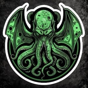 Majestueuze Cthulhu sticker - Eldritch Horror sticker, mythisch Lovecraftian embleem