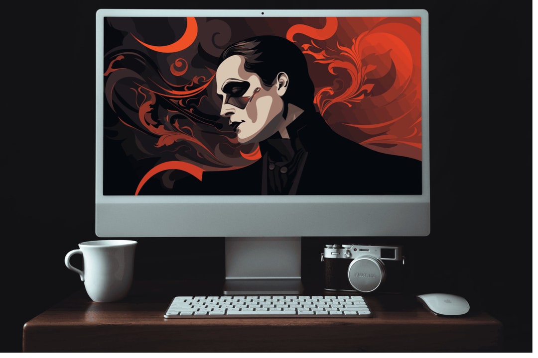 Phantom Computer Background Phantom Opera Digital Wallpaper, Vintage Horror Desktop (16:9 PNG) - Etsy
