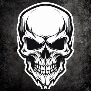 Creepy Skull Sticker - Gothic-Themed Vinyl Decal for Laptops, Water Bottles, Notebooks, and More