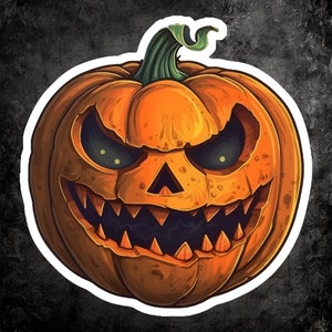 Spooky Pumpkin Sticker- Perfect for Laptops, Notebooks, Water Bottles - Quality Vinyl Halloween Decor