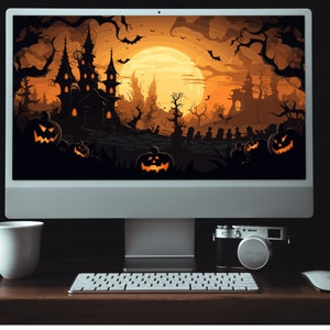 Halloween Night Desktop Wallpaper - Moonlit Haunting for Computers, Laptops, and Tablets