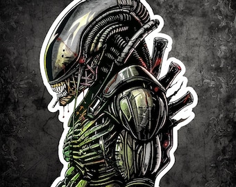 Alien Xenomorph Terror - Sci-Fi Horror Sticker, Outer Space Menace Design