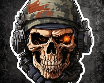 Special Forces Skull Sticker - Taktischer Vinyl Aufkleber für Laptops, Wasserflaschen, Notebooks und mehr