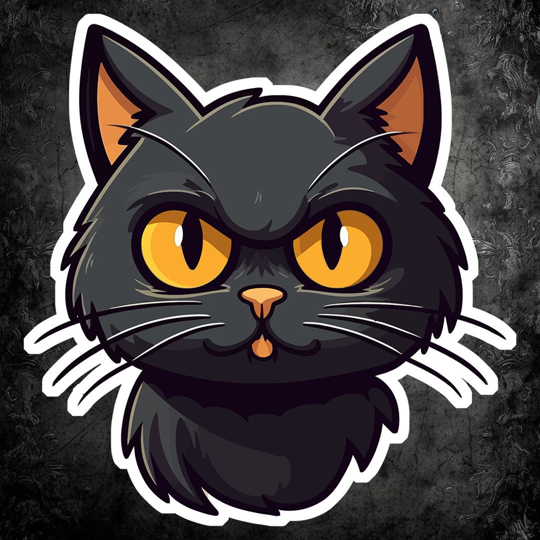 Mystic Black Cat Sticker - Enchanting Vinyl Decal for Laptops, Water ...
